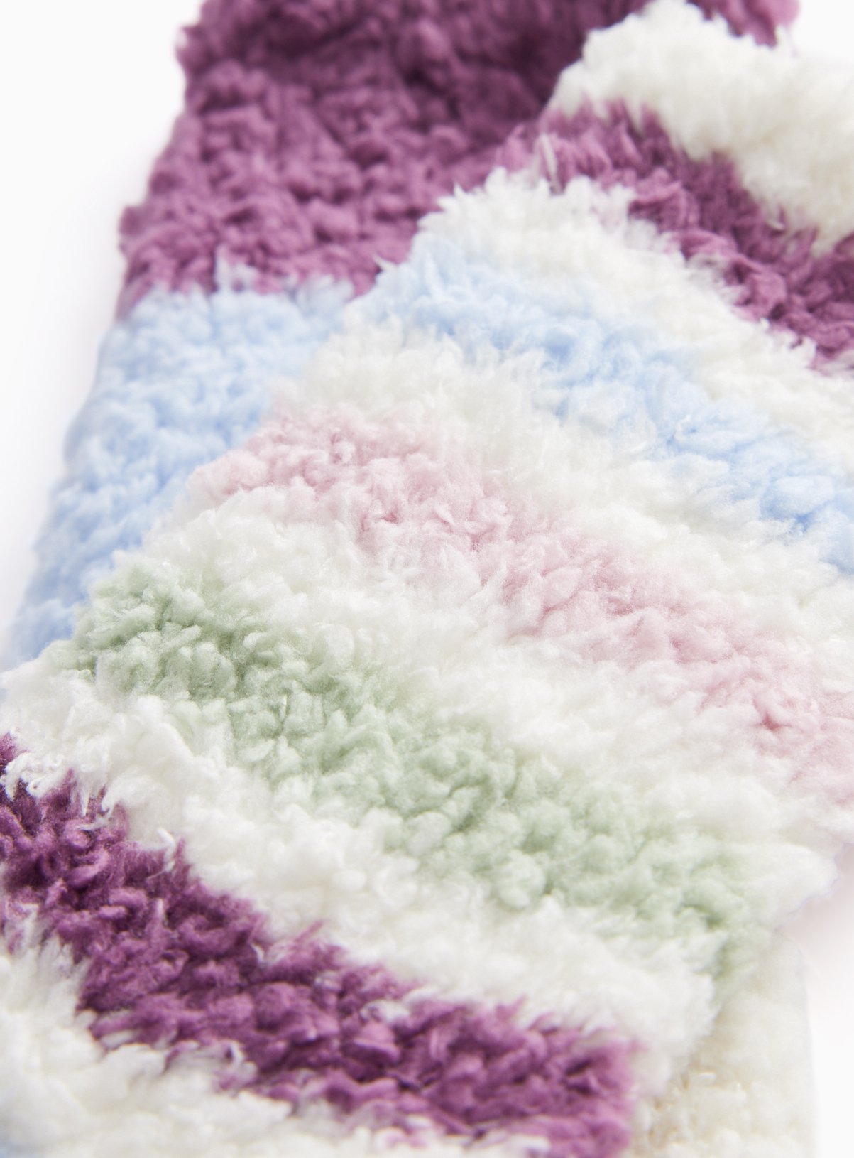 Purple, Pink, Blue & Green Striped Fluffy Socks 2 Pack 9-12 Infant - Image 2 thumbnail
